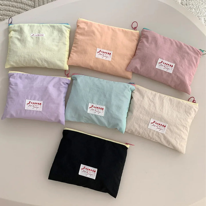 Simple Black Canvas Cosmetic Clutch Bag Large Makeup Organizer Bags Korean Cosmetic Pouch Women Cute Toiletry Beauty Case