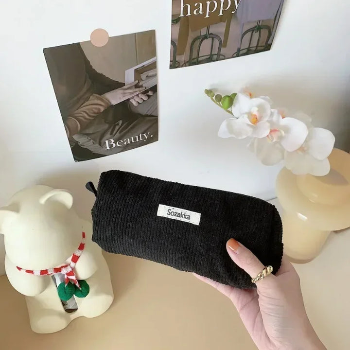Soft Large Cosmetic Bags Women Neceser Makeup Toiletry Bag Fashion Travel Make Up Bag Corduroy Brush Pencil Organizer Case