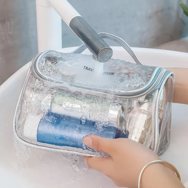 Clear Makeup Cosmetic Bag Portable Travel Toiletry Pouch Transparent Waterproof Pouch Storage Home Travel Wash Kit Case Makeup