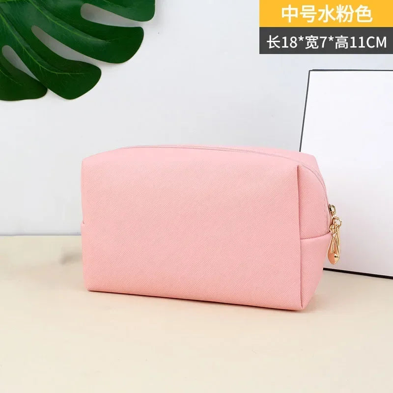 PU Leather Travel Cosmetic Bag Makeup BagTravel Wash Toiletry Organizer Purse Storage Handbag for Women Girls Make Up Pouch