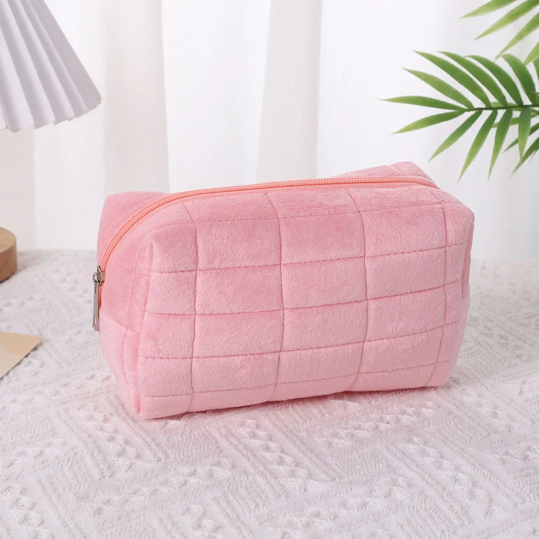 Suede Cosmetic Bag, Large Storage Bag, Travel, Business Trip, Portable High-value  Makeup Pouch Organizer Bag