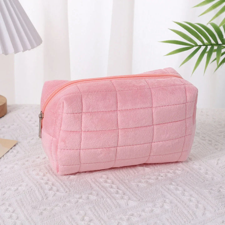 Suede Cosmetic Bag, Large Storage Bag, Travel, Business Trip, Portable High-value  Makeup Pouch Organizer Bag