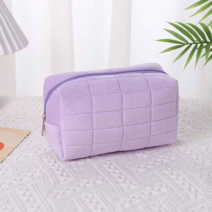 Suede Cosmetic Bag, Large Storage Bag, Travel, Business Trip, Portable High-value  Makeup Pouch Organizer Bag