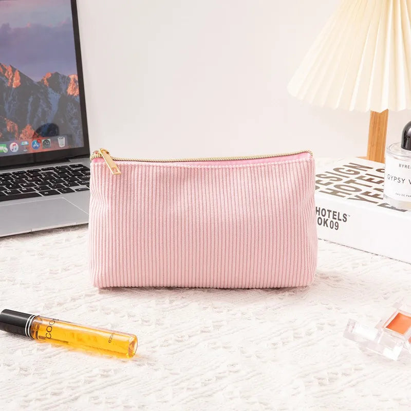 New Corduroy Women Cosmetics Storage Bag Convenient Large Capacity Cosmetic Bag Makeup Brush Bag