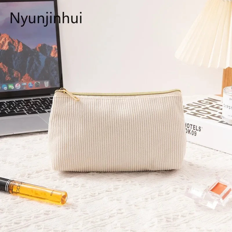 New Corduroy Women Cosmetics Storage Bag Convenient Large Capacity Cosmetic Bag Makeup Brush Bag