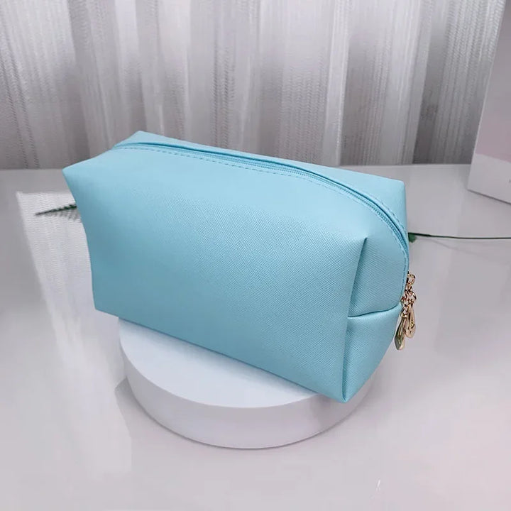 PU Leather Travel Cosmetic Bag Makeup BagTravel Wash Toiletry Organizer Purse Storage Handbag for Women Girls Make Up Pouch