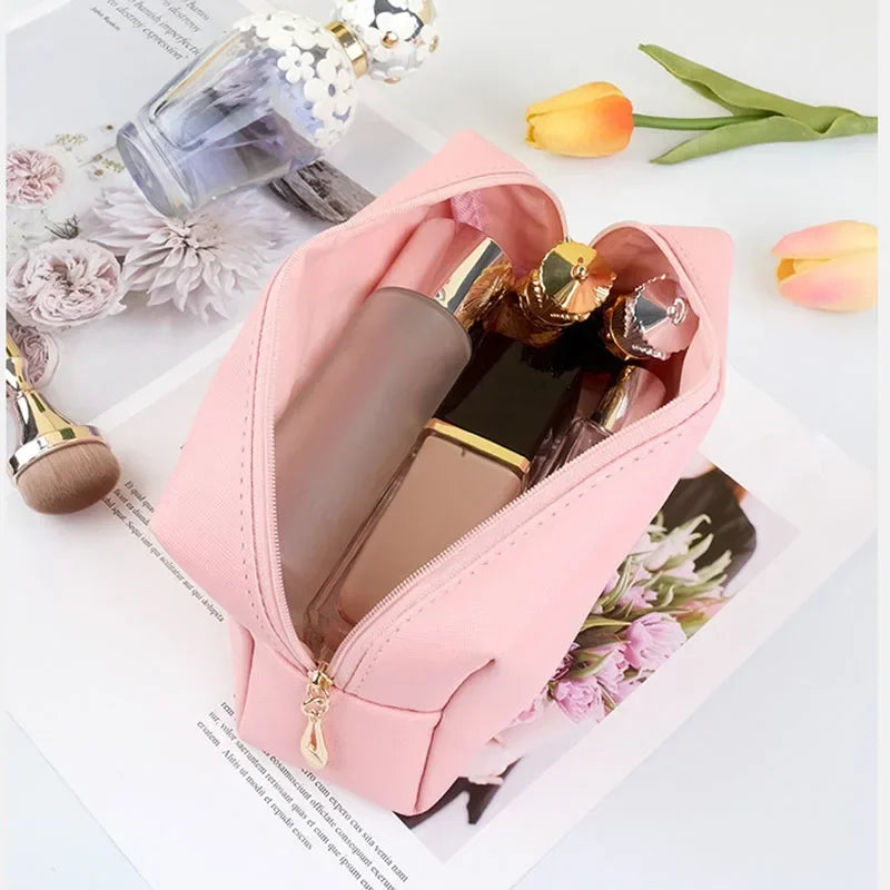 PU Leather Travel Cosmetic Bag Makeup BagTravel Wash Toiletry Organizer Purse Storage Handbag for Women Girls Make Up Pouch