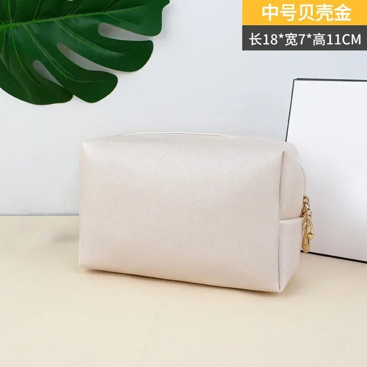 PU Leather Travel Cosmetic Bag Makeup BagTravel Wash Toiletry Organizer Purse Storage Handbag for Women Girls Make Up Pouch