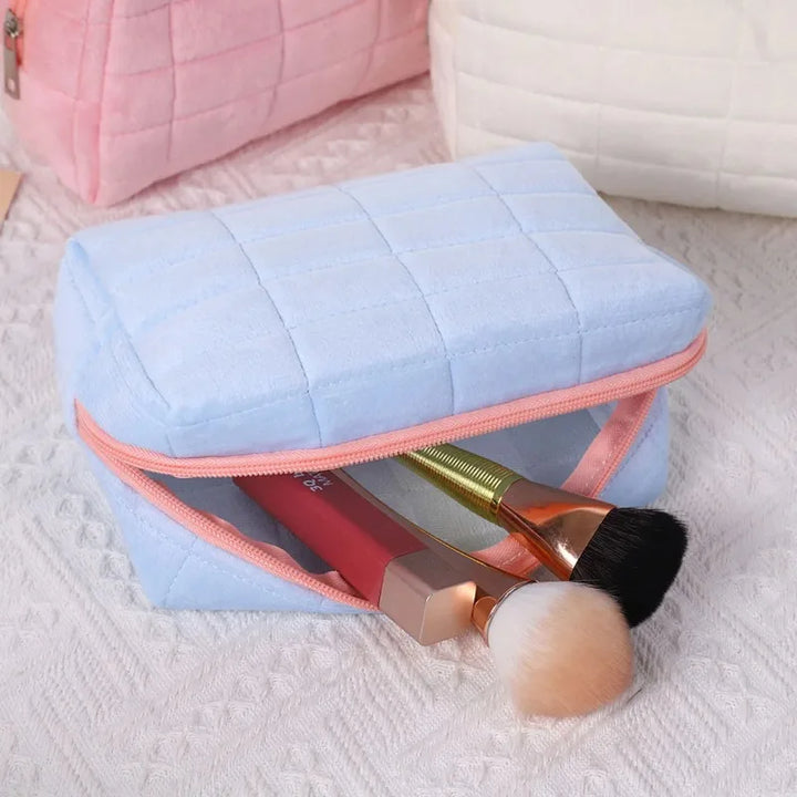 Suede Cosmetic Bag, Large Storage Bag, Travel, Business Trip, Portable High-value  Makeup Pouch Organizer Bag