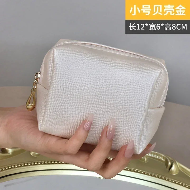 PU Leather Travel Cosmetic Bag Makeup BagTravel Wash Toiletry Organizer Purse Storage Handbag for Women Girls Make Up Pouch