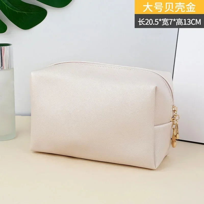 PU Leather Travel Cosmetic Bag Makeup BagTravel Wash Toiletry Organizer Purse Storage Handbag for Women Girls Make Up Pouch