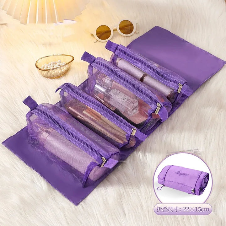Trousse de Toilette 4-en-1 Détachable – Pochettes Amovibles Grand Format