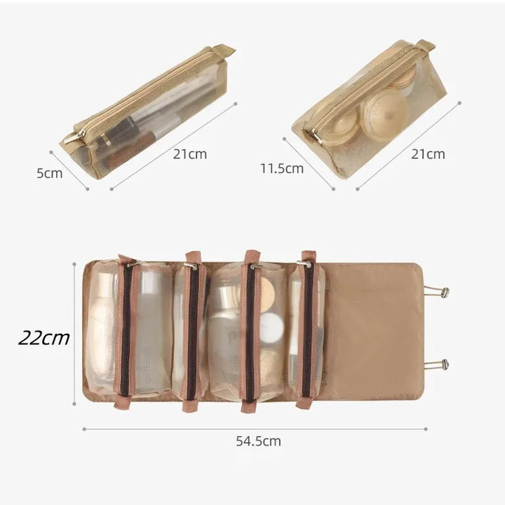 Trousse de Toilette 4-en-1 Détachable – Pochettes Amovibles Grand Format