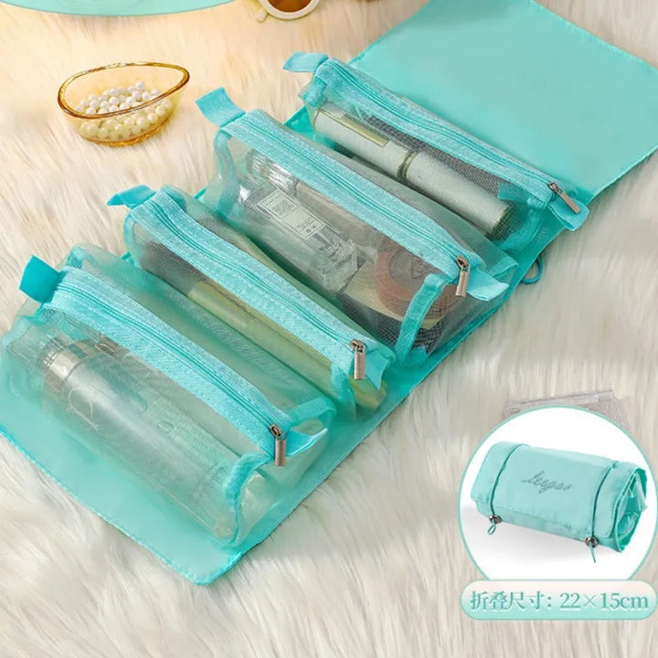 Trousse de Toilette 4-en-1 Détachable – Pochettes Amovibles Grand Format