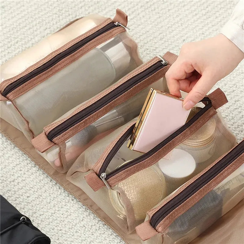 Trousse de Toilette 4-en-1 Détachable – Pochettes Amovibles Grand Format
