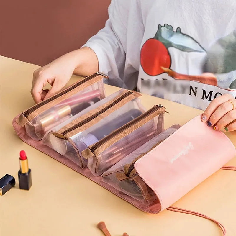 Trousse de Toilette 4-en-1 Détachable – Pochettes Amovibles Grand Format